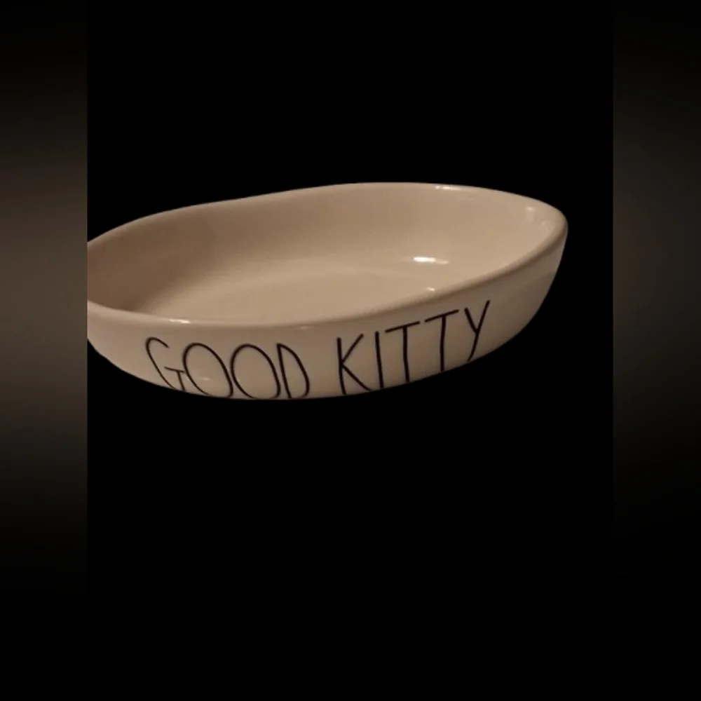 Rae Dunn Artisan Good Kitty Collection Cream Color Oval Cat Dish